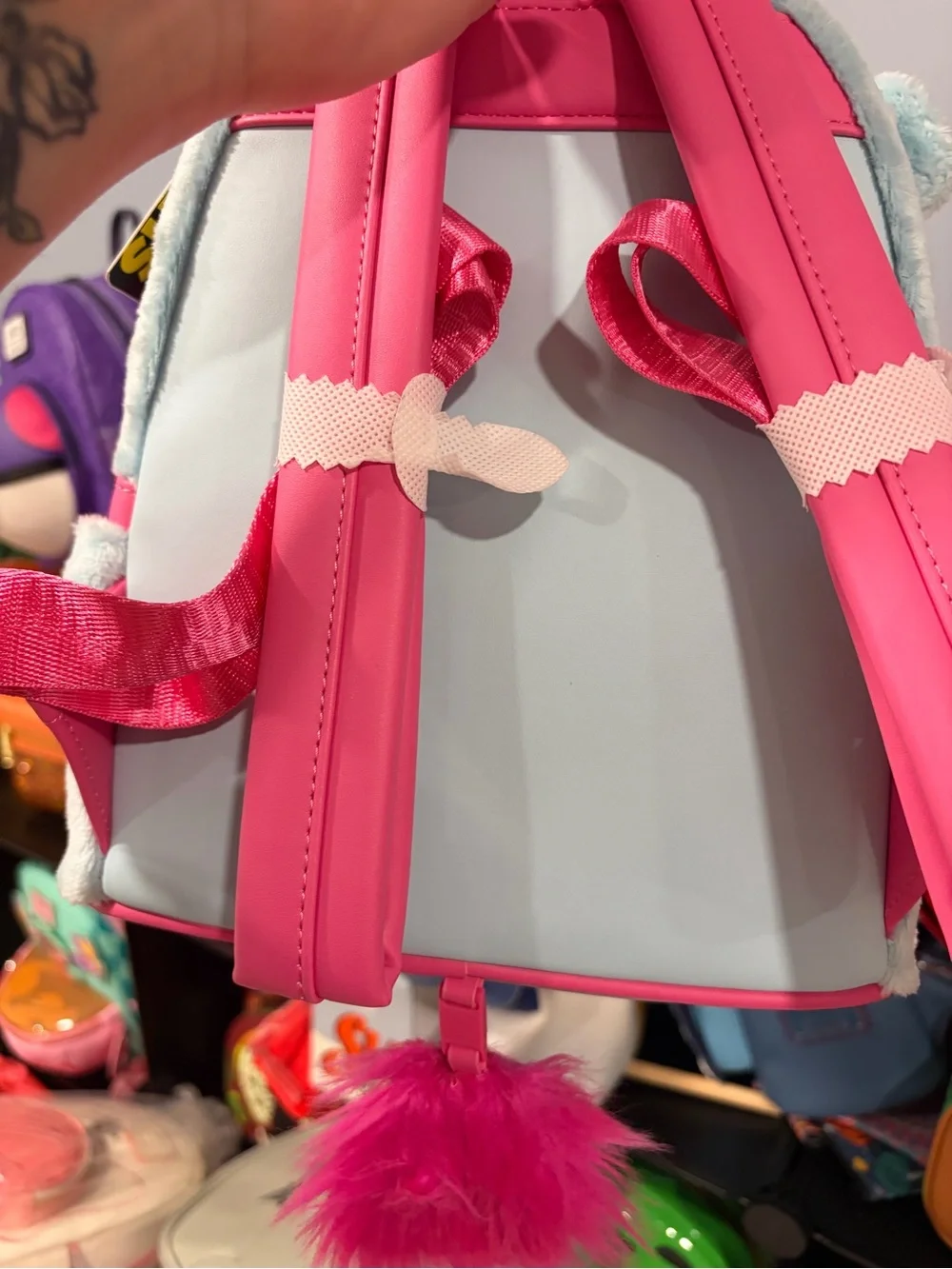 Loungefly Light Blue Pink Yellow Minion Unicorn Plush Mini Backpack